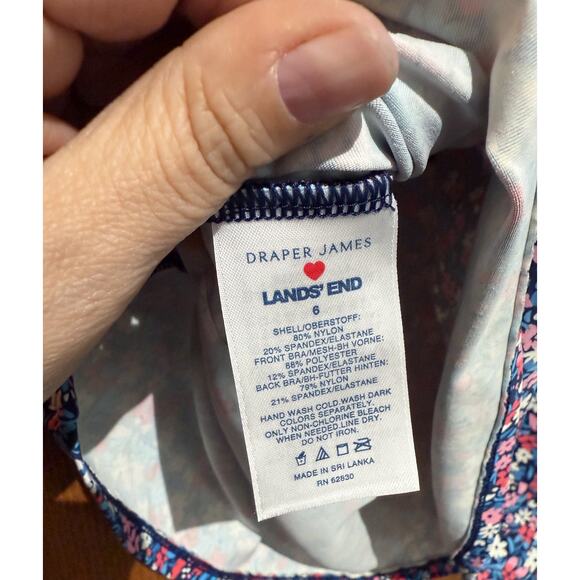 Draper James + Lands' End Blue Floral Swimsuit Top | Women's 6 - Picture 2 of 4